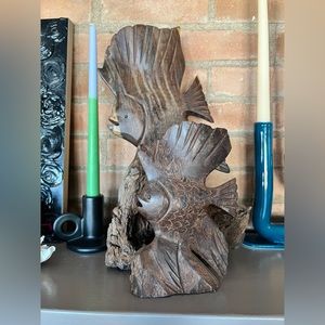 Vintage Wooden carved angel fish